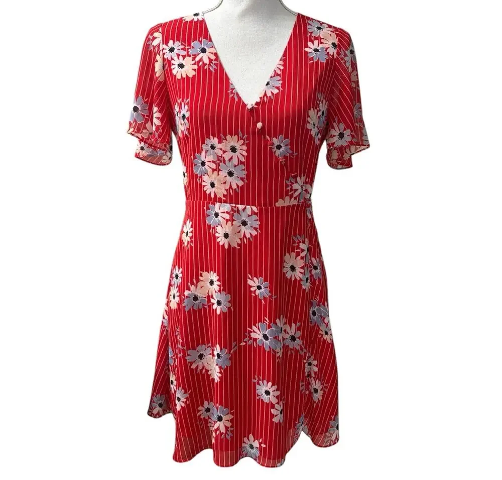 Madewell Floral Red Dress Size 4